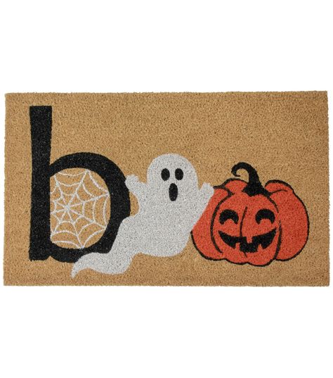 Get ready for the spooky Halloween season with this coir doormat This mat features "Boo" accented with a spiderweb a ghost and a pumpkin on a natural background This doormat has been made for long - lasting durability and color Enhance your entry or patio area with a new doormat that fits your Halloween decor! Product Features: Rectangular Halloween doormat Features Boo accented with a spiderweb ghost and pumpkin Non - skid durable backing which helps to keep your doormat securely in place Recommended for both indoor or outdoor use Care instructions: rinse with a hose and air dry Dimensions: 18"H x 30"W x 075"D Material(s): rubber bottom/coir fiber Halloween Mats, Door Mat Diy, Halloween Doormat, Halloween Door Mat, Natural Background, Fall Door, Coir Doormat, Halloween Door, A Ghost