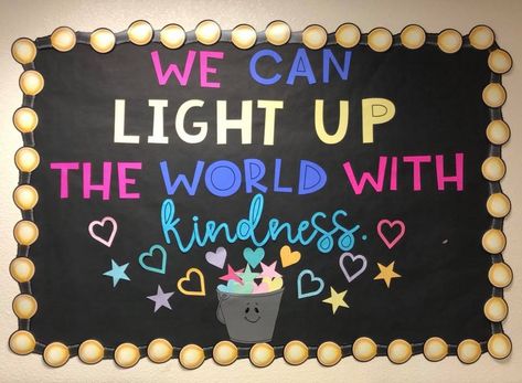 Time To Shine Bulletin Board Ideas, Light Bulletin Board Ideas, Grant Wishes Bulletin Board, Bucket Filler Bulletin Board, April Bulletin Boards, Bucket Filler, Stars Classroom, Bucket Filling, Class Organization