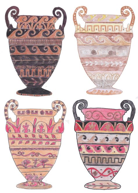 Greek Pattern, Greek Vases, Vase Shapes, Kids Art Projects, Art For Kids, Art Projects, Vase, Ceramics