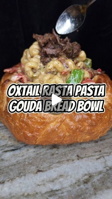 Kenneth mincey on Instagram: "Oxtail Rasta Gouda Bread bowl Pasta yall  want the recipe?  . . . #oxtail #rastapasta #oxtails #food #recipes" Rasta Pasta Oxtail, Oxtail Mac And Cheese, Gouda Bread, Oxtail Pasta, Ham Hock Recipes, Ham Hocks, Rasta Pasta, Meal Planning Menus, Ham Hock