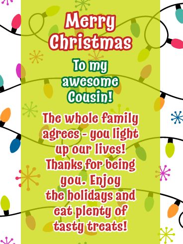 Christmas Card Messages, Cousin Birthday, Merry Christmas Quotes, Birthday Reminder, Merry Christmas Wishes, Christmas String Lights, Merry Christmas To You, Merry Christmas Card, Christmas Lettering