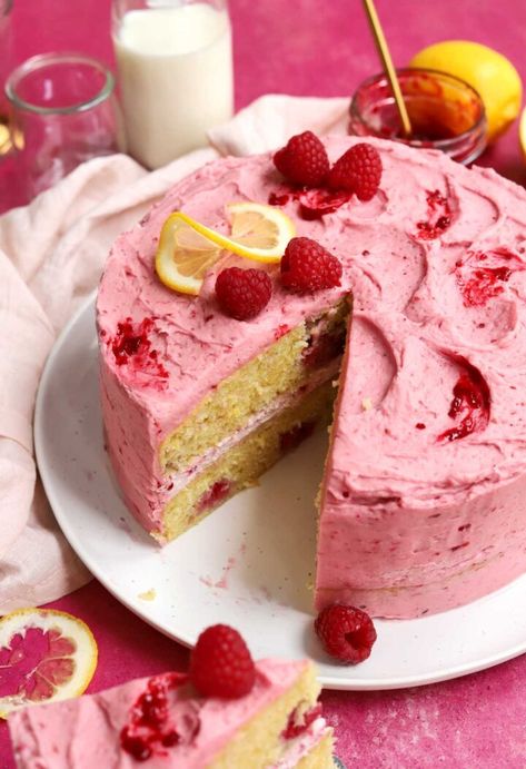 INCREDIBLE Lemon Raspberry Cake - Scientifically Sweet Lemon Cake With Raspberry Buttercream, Lemon Cake With Raspberries, Rasberry Lemon Cake, Lemon Cake With Raspberry Frosting, Raspberry And Lemon Cake, Lemon And Raspberry Cake, Raspberry Lemon Cake, Scientifically Sweet, Lemon Raspberry Cake