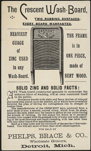 Crescent wash board makes washing easy Vintage Washboard, Vintage Washing Machine, Wash Board, Vintage Laundry Room, Vintage Laundry, Old Advertisements, Boston Public Library, Trade Cards, Bent Wood