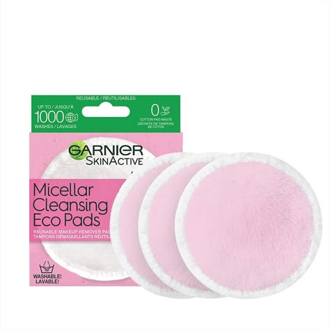 Garnier SkinActive Micellar Cleansing Eco Pads, Reusable, 3 Ultra-soft Microfiber Pads, 1 Count (Packaging May Vary) Garnier Micellar Cleansing Water, Garnier Skinactive, Garnier Micellar, Oil Body Wash, Benefit Makeup, Reusable Pad, Garnier Skin Active, Cleansing Pads, Micellar Cleansing Water