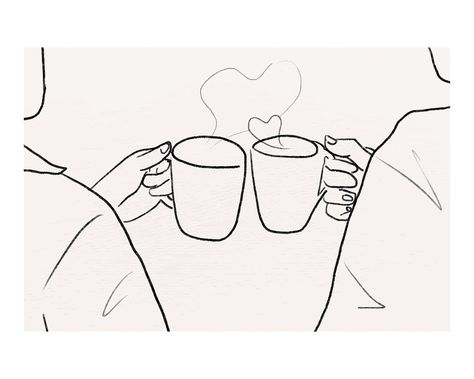 Coffee art print, Valentine’s date line drawing | free image by rawpixel.com / Gade Coffee Lover Drawing, Coffee Date Drawing, Coffee Drawing Ideas, Dating Drawing, Line Art Drawings Couple, Date Drawing, Coffee Drawings, Cafe Drawing, Coffee Line Art