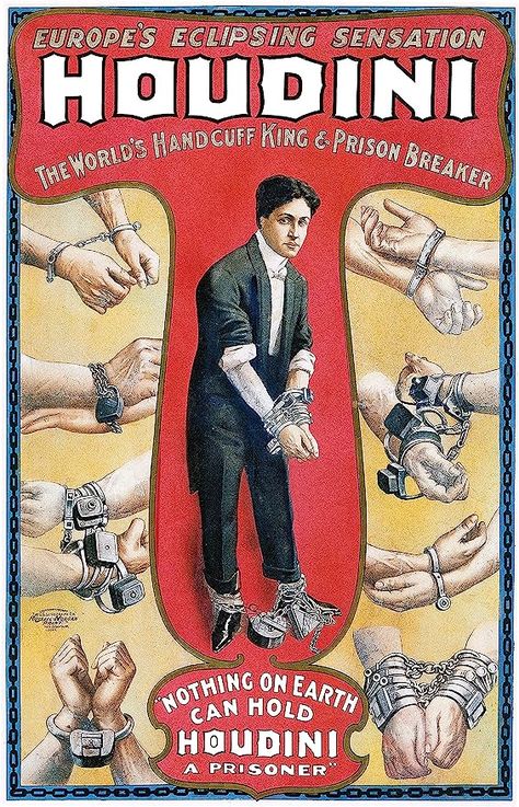 Amazon.com: Harry Houdini 1920's Vintage Reprint Poster - Magic Vaudeville Illusionist Magician Home Decor Poster Print (11x17 inches): Posters & Prints Houdini Poster, Escape Artist, Harry Houdini, Island Art, Vintage Circus, Advertising Poster, Vintage Ads, Vintage Images, The Magicians