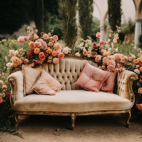 Sweet heart table setup 
Wedding photography set up
Wedding floral arch Floral Couch Photoshoot, Garden Backdrop Photoshoot, Loveseat Wedding Photos, Instagram Worthy Backdrops, Vintage Couch Wedding Photos, Mothers Day Set Up Ideas, Couch Wedding Photos, Vintage Couch Wedding, Sofa For Wedding