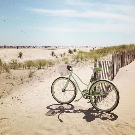 This Pistachio Cranbrook cruiser took a bike ride on the beach at the Jersey Shore! #beachcruiser Photo by jenasgrams via Instagram Bike At The Beach, Beach Biking, Beach Bike Ride, Beach Bikes, Beach Collage, Beach Bicycle, Beach Art Painting, Mother Dearest, Turtle Island