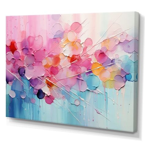 Designart "Pink Blue Pastel Patchwork" Abstract Collages Wall Art Living Room - Bed Bath & Beyond - 39153607 Splatter Art Canvas, Abstract Paintings For Living Room, Canvas Abstract Painting Ideas, Canvas Painting Ideas Abstract, Calming Paintings, Painting Pastel Colors, Pastel Abstract Painting, Pastel Abstract Art, Rose Patchwork