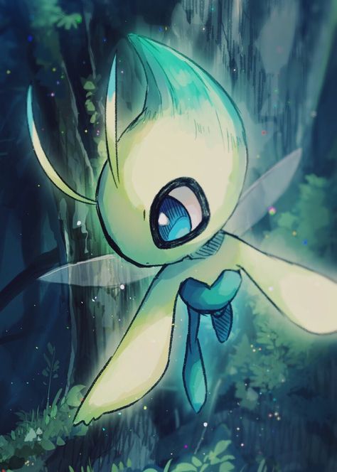 Celebi Pokemon Wallpaper, Celebi Pokemon Art, Legendary Pokemon Art, Pokemon Celebi, Celebi Pokemon, Pokémon Gold, Pokemon Official Art, Pokemon Heart Gold, Pokemon Official