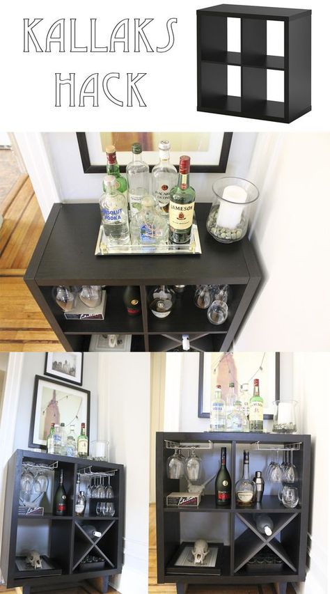 13 Amazing IKEA Hacks to DIY  #ikeahacks #ikeadiy #diyfurniture #furniturehacks #diyideas Amazing Ikea Hacks, Ikea Bar, Kallax Hack, Bar Deco, Ikea Kallax Hack, Hack Ikea, Bar In Casa, Home Coffee Stations, Ikea Kallax