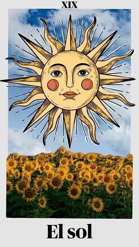 Carta 19 del tarot El sol #tarotcards #elsol #thesun #cartatarot #tarot #XIX Baby Shower Theme, Vision Board, Sunflower, Sun, Quick Saves