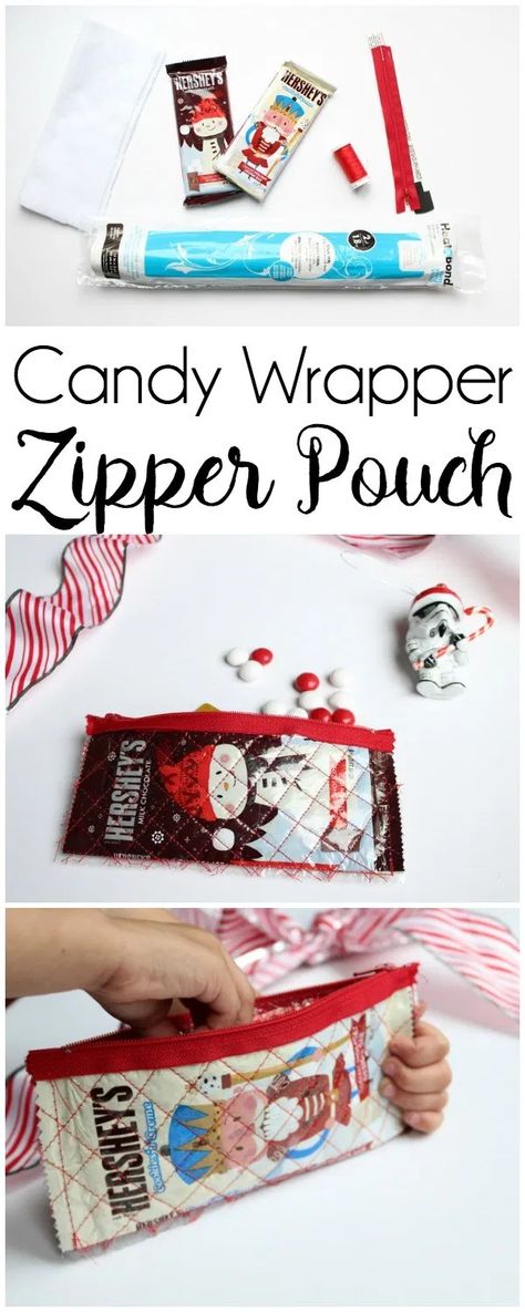 Candy Wrapper Crafts, Pouch Sewing, Zipper Pouch Tutorial, Candy Wrapper, Pouch Tutorial, Gift Wrapper, Ideas For Sewing, Candy Wrappers, Zipper Pouches