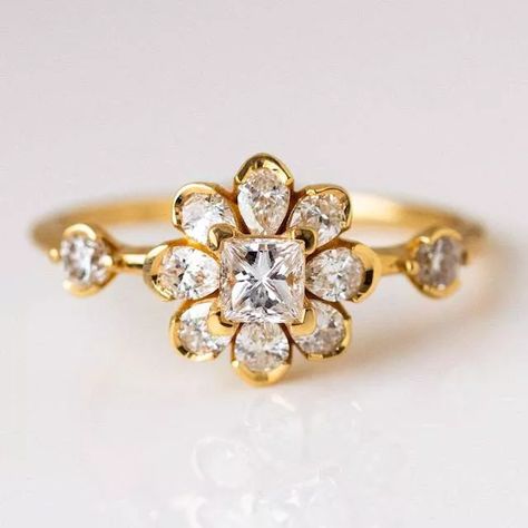 The 30 Best Flower Engagement Rings of 2023 Egagement Rings, Flower Diamond Engagement Ring, Engagement Ring Flower, Local Eclectic, Floral Engagement Ring, Statement Rings Diamond, Couple Wedding Rings, Flower Engagement Ring, Ring Flower