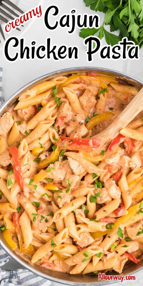 Bayou Chicken Pasta, Cajun Chicken Pasta Red Sauce, Spicy Creamy Chicken Pasta, Cajun Chicken Pasta Recipe, Cajun Pasta Recipes, Chicken Breast Pasta, Creole Dishes, Creamy Cajun Chicken Pasta, Pasta Veggies