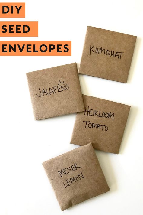 Home Made Envelopes Diy How To Make, How To Make Paper Seed Packets, Seed Storage Envelopes, Diy Paper Seed Envelopes, Seed Bags Diy, Diy Small Envelopes From Paper, Homemade Seed Packets, Origami Seed Envelope, Diy Seed Envelopes