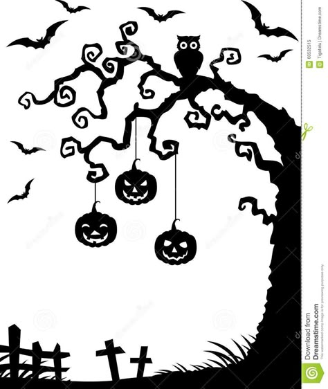 Diy Halloween Window Decorations, Marcos Halloween, Halloween Deserts, Imprimibles Halloween, Spooky Tree, Casa Halloween, Pumpkin Illustration, Dead Tree, Spooky Trees