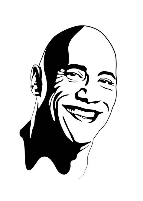 Dwayne johnson stencil portrait Famous People Stencils, Pop Art Portraits Black And White, Stencil Art Of Actors, Black And White Portraits Art, Stencil Art Ideas Design, Stencil Drawings Ideas, Dwayne Johnson Drawing, Stencil Art Portrait Faces, Celebrity Silhouette Art