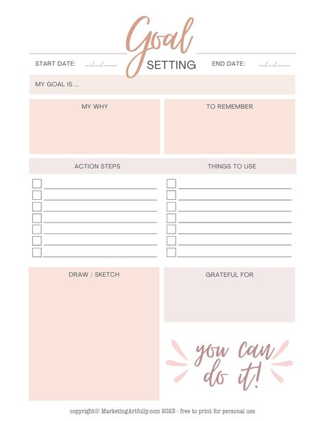 Goals Printable Worksheets, How To Goal Set, Goal Setting Template Free Printable, Smart Goals Worksheet Free Printable, Goal Template Free Printables, Goals Template Free Printables, Goal Setting Worksheet Printables Free, 2024 Goals Template, Action Plan Template Goal Settings