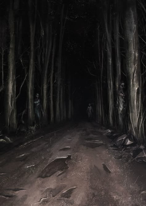 Creepy Core, Horror Drawing, Nightmares Art, Creepy Pictures, Dark Art Illustrations, Scary Art, Painting Digital, Creepy Art, Dark Forest