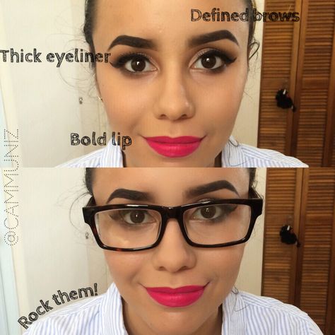 How to wear makeup with glasses Bridal Makeup With Glasses, Eye Makeup With Glasses, Makeup For Glasses, Makeup With Glasses, How To Wear Makeup, Bronze Eye Makeup, Christmas Eye Makeup, Everyday Eye Makeup, Hazel Eye Makeup