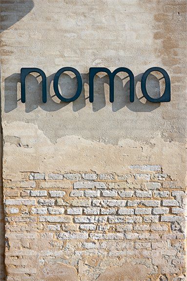 Great font - menu cover inspiration - Noma Restaurant, Copenaghen, 2012 Great font Noma Restaurant, Display Visual Merchandising, Restaurant Signage, Restaurant Pictures, Restaurant Exterior, Store Signage, Shop Signage, Sign Board Design, Exterior Signage