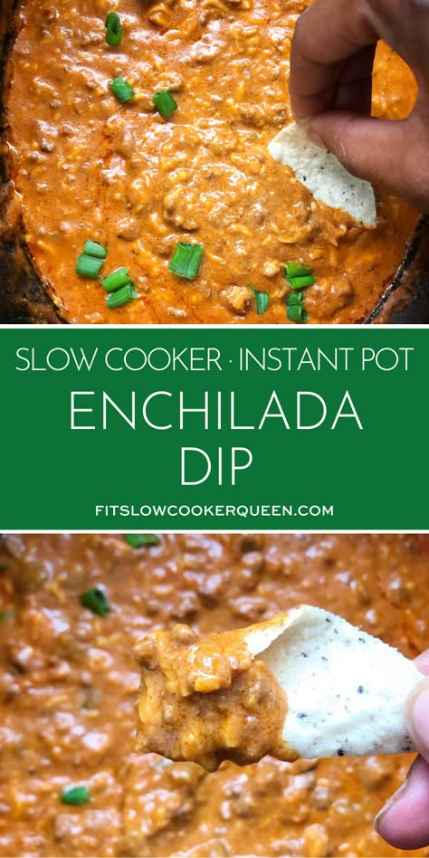 Keto Crockpot Dips, Enchiladas Dip, Slow Cooker Party Food, Crockpot Dips, Beef Enchilada Dip, Keto Dip, Ww Appetizers, Dip Video, Dip Recipes Crockpot