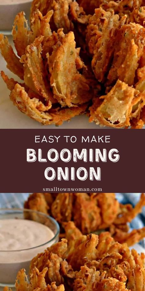 Easy Blooming Onion, Onion Blossom Recipe, Food To Make With Friends, Blooming Onion Recipe, Baked Blooming Onion, Blooming Onions, Onion Petals, Blooming Onion Recipes, Deep Fried Foods