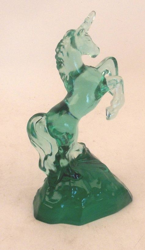 Fenton Art Glass    Sea Mist Unicorn Fenton Glass Animals, Laura Wingfield, Glass Unicorn, Green Unicorn, The Glass Menagerie, Fenton Glassware, Glass Menagerie, Unicorns And Mermaids, Glassware Collection