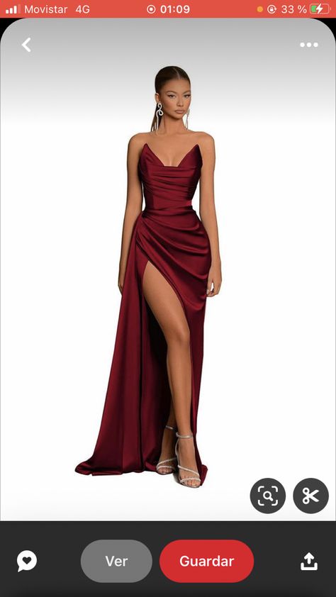 Deep Red Dress Formal, Red Carpet Dresses Elegant, Satin Red Dress, Red Dress Formal, Acrylic Nail Designs Coffin, Deep Red Dress, Modern Wear, Red Satin Dress, Dresses Formal Elegant