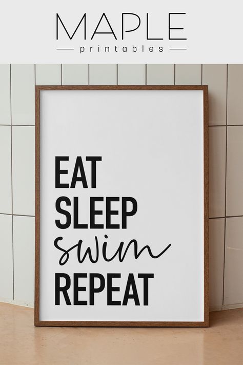 Swim Room Decor, Eat Sleep Swim Repeat, Swimmer Bedroom Ideas, Swimmer Bedroom, Swim Coach Gifts, Swimming Posters, Swim Coach, Swim Life, Teen Boy Room