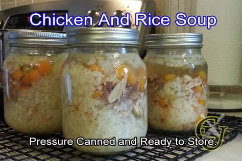 Canning Chicken Soup Raw Pack, Canned Soups Recipes, Canning Chicken And Dumplings, Canning Rice, Canning Chicken Noodle Soup, Pressure Canning Meat, Canning Soup Recipes, Canning Pressure Cooker, Canning Granny