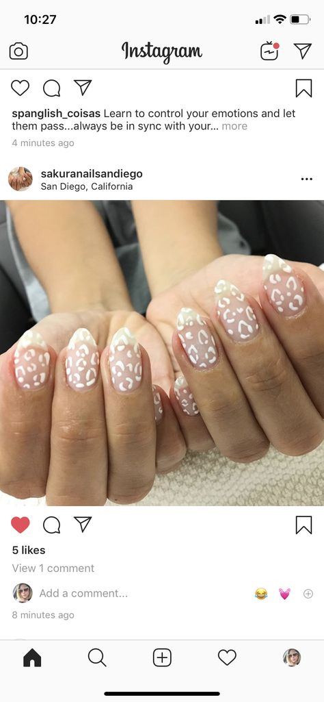 White Nails Animal Print, Natural Cheetah Nails, White Negative Space Nails, White Leopard Nail Designs, White Nails With Cheetah Print, Chrome Cheetah Nails, Neutral Animal Print Nails, Neutral Leopard Nails, Cheetah Print Nails Acrylic