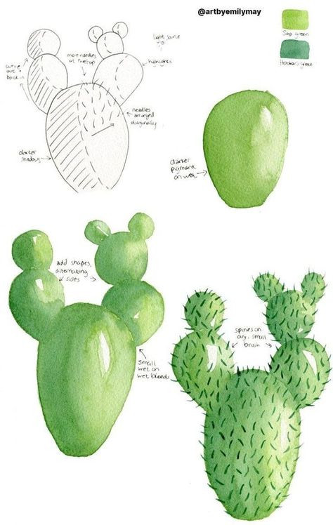 Paint A Cactus, Christmas Cards Watercolor, Cactus Paintings, Christmas Cards Ideas, Watercolor Beginner, Watercolor Flowers Tutorial, Cactus Painting, Watercolor Paintings For Beginners, Cards Watercolor