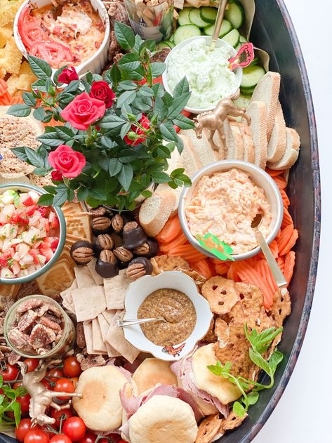 The Ultimate Kentucky Derby Southern Cheeseboard! — Gathered Living Kentucky Derby Recipes Food, Derby Charcuterie Board Ideas, Derby Appetizers Kentucky, Kentucky Derby Charcuterie Board Ideas, Kentucky Derby Foods, Kentucky Derby Charcuterie Board, Derby Charcuterie Board, Kentucky Derby Party Ideas Food, Kentucky Derby Food Ideas