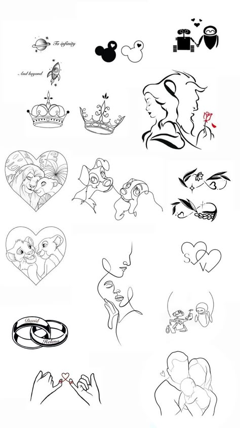 Aladin Tattoo Ideas, Minimalist Love Tattoo, Disney Love Tattoos, Disney Tattoos Couples, Disney Tattoos For Couples, Flash Tattoo Disney, Disney Minimalist Tattoo, Minimalista Disney, Tiny Disney Tattoo