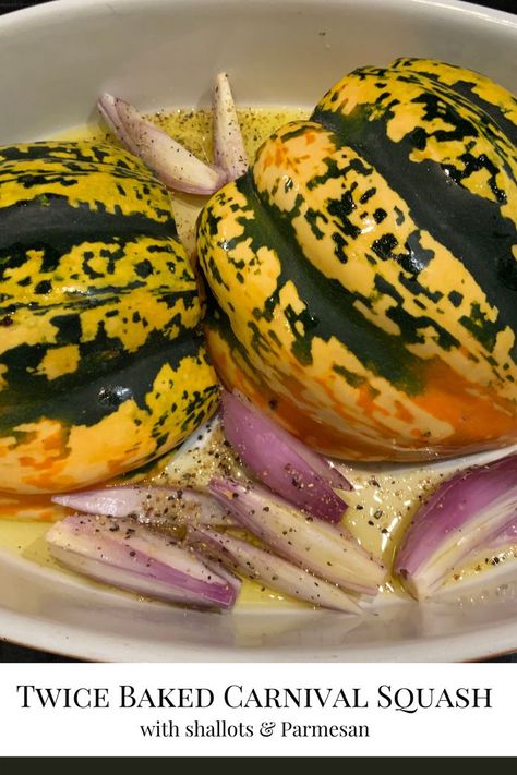 What we love about winter squash, besides its amazing flavor, is the fact that it is low in calories and high in nutritional value, so you get plenty of vitamins A and C and a host of other “good for you” benefits. This recipe can be made just as easily with acorn squash as carnival squash and we really love both. 

#wintersquash  #squash #acornsquash #carnivalsquash #vegetarianfood #vegetarianrecipes #fallrecipes #sidedishes
#autumnfood #twicebakedsquash #treksandbites #atxfoodie #austinfoodie Jester Squash Recipes, Carnival Squash Recipes Roasted, Carnival Squash Recipes, Carnival Squash, Gluten Free Sides, Baked Squash, Scratch Recipes, Roasted Vegetable Recipes, Roasted Vegetable