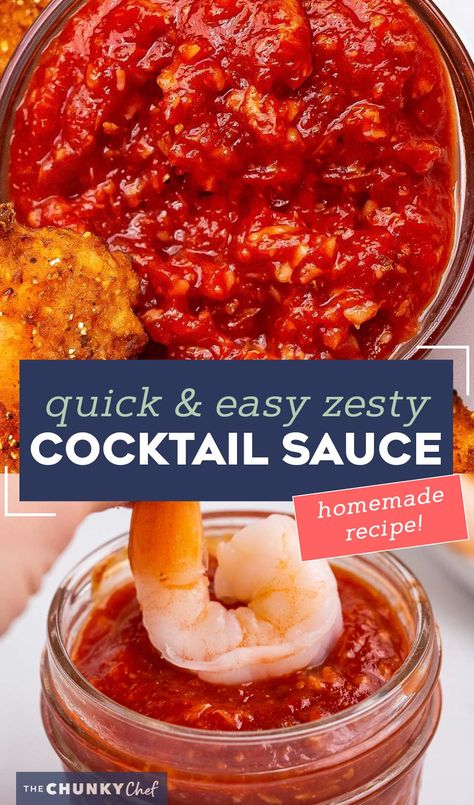 Shrimp Cocktail Sauce, Homemade Cocktail Sauce, Cocktail Sauce Recipe, The Chunky Chef, Chunky Chef, Seafood Sauce, Pizza Sauce Homemade, Homemade Marinara, Cocktail Sauce