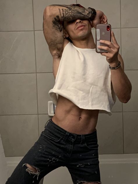 Cropped Photos Aesthetic, Nate Aesthetic, Strange Outfits, Men Crop Top, Crop Top Guy, Guy In Crop Top, Boy Aesthetics, Mens Crop Tops, Happy Trail