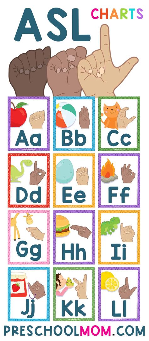 Sign Language Alphabet Classroom, Letter Chart Preschool, Sign Language Alphabet Poster, Wall Charts For Preschool, Sign Language Letters Free Printable, Asl Poster Classroom, Asl Abc Printable, Alphabet Display Classroom Abc Wall, Asl Preschool Free Printable