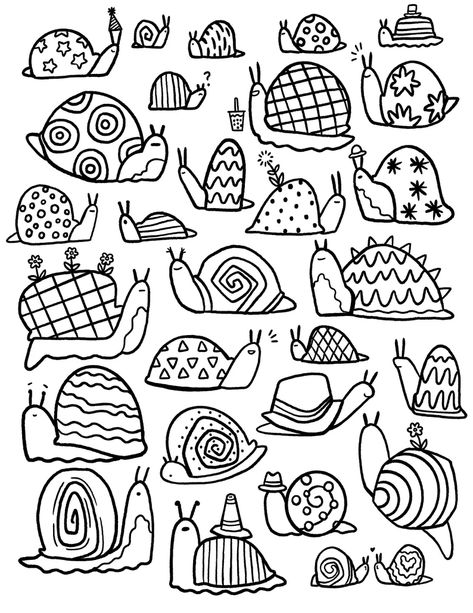 Snail Time Coloring Page for Kids and Adults. Instant Download - Etsy Australia Cute Snail Doodle, Snail Coloring Pages, Snail Doodle, Spring Doodles, Snail Drawing, Doodle Diary, Arte Doodle, Doodle Art Designs, Cute Coloring Pages