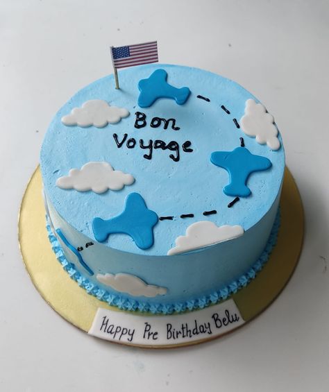 Usa Theme Cake, Bon Voyage Cake Canada, Bon Voyage Cake Ideas, Happy Journey Cake Ideas, Happy Journey Cake, Farewell Cake Designs, Canada Cake, Bon Voyage Cake, Usa Cake