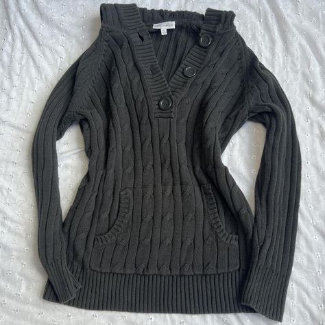 2000s dark grey cable knit sweater Marked as a... - Depop Uptown Girl Aesthetic, Grey Cable Knit Sweater, Uptown Girl, Bella Swan, Elena Gilbert, Cable Knit Sweater, Cable Knit, Knit Sweater, Dark Grey