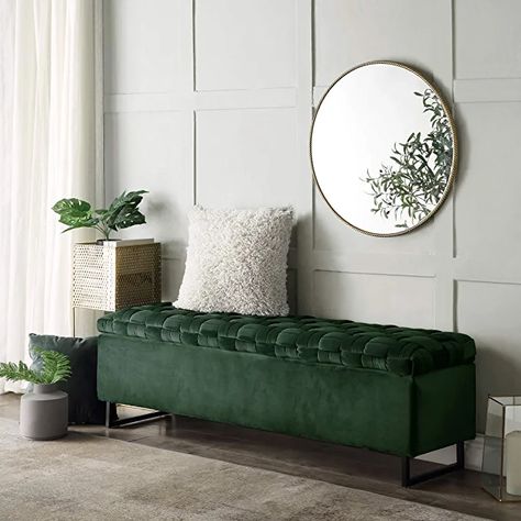 Amazon.com: Inspired Home Velvet Storage Ottoman - Hand Woven Entryway Bench with Storage and Foot Rest, Navea, Hunter Green : Home & Kitchen Velvet Storage Bench, Entryway Style, Latest Sofa Designs, Contemporary Stools, Glam Furniture, Velvet Bench, Entryway Bench Storage, Contemporary Glam, Salon Suites