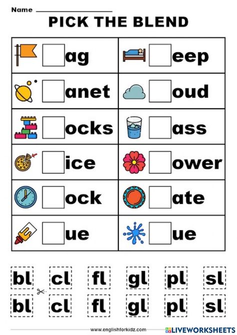 Blending Words Kindergarten Worksheets, Consonant Clusters Worksheet, Blend Words Kindergarten, Blends And Digraphs Worksheets, Cvcc Words Worksheets, Blending Words Worksheets, Blends Worksheets Kindergarten, Phonics Blends Worksheets, Consonant Blends Activities