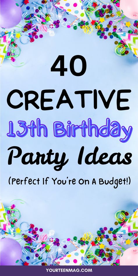 Planning a fun and affordable celebration? I’ve got you covered with 40 creative 13th bday party ideas that won’t break the bank! Whether you’re looking for trendy 13th birthday party themes, a stylish preppy birthday party, or cool ideas inspired by sweet 16 party ideas, this list has something for every vibe. I also included inspiration for 14th birthday party ideas, 15th birthday party ideas, and even 17th birthday ideas—so you can plan ahead! These sweet 13 birthday party ideas make it easy to throw an unforgettable event without spending too much. Check out all the budget-friendly details now, and don’t forget to save this for later if you need more birthday party ideas for teenagers! Sweet 13 Birthday Party Ideas, 13th Birthday Party Themes, 13th Bday Party Ideas, Birthday Party Ideas For Teenagers, 13 Birthday Party Ideas, Preppy Birthday Party, Party Ideas For Teenagers, Sweet 13, 13th Birthday Party Ideas