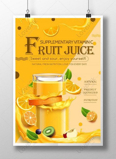 Simple Style Fresh Juice Promotion Poster Juice Poster, Food Promotion, Fresh Fruit Juice, Promotion Poster, Fresh Drinks, Brand Advertising, Products Design, Summer Drink, Fruit Drinks