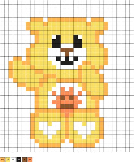 Care Bear Fuse Beads, Pixel Art Pattern Care Bears, Perler Care Bear, Care Bear Perler Beads Pattern, Care Bear Pixel Art, Care Bear Perler Beads, Pixel Art On Paper, Pixel Art Bear, Bear Perler Beads