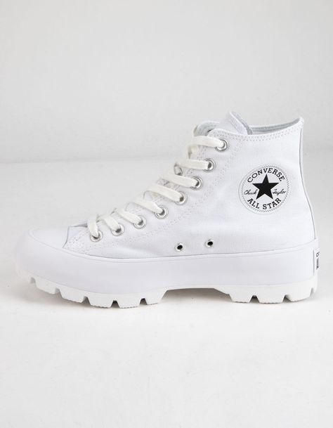 Converse Chuck Taylor All Star Lugged Outfit, White Lugged Converse, Converse High Tops Platform, Converse White High Tops, Zapatillas Aesthetic, Emily Outfits, White Platform Converse, High Converse, Converse Chuck Taylor All Star Lugged