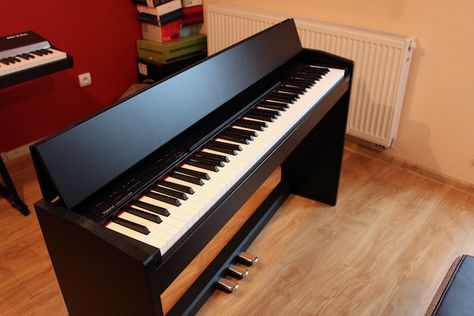 Piano Table Ideas, Piano Styling, Piano Furniture, Yamaha Digital Piano, Piano Table, Piano Stand, Piano Photo, Custom Wood Cabinets, Yamaha Piano